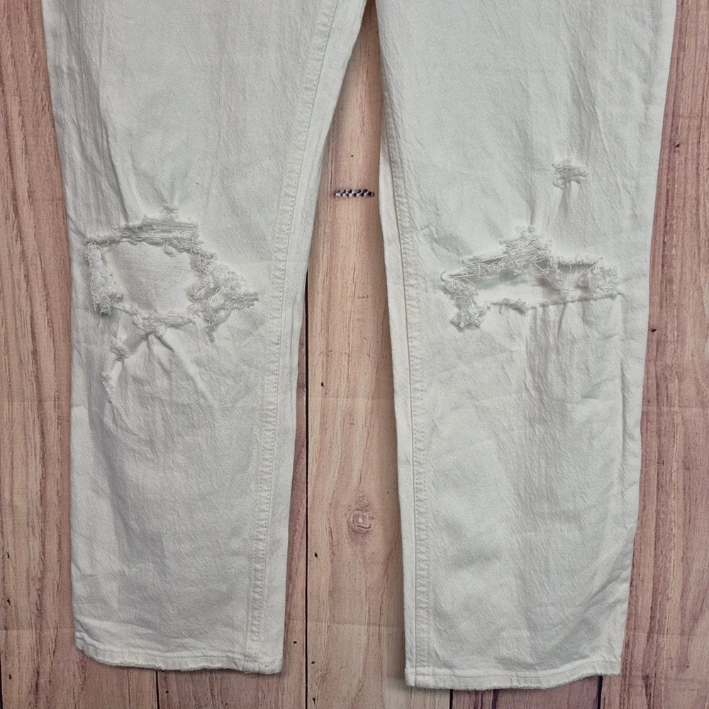 Abercrombie & Fitch Curve Love 28 6R Straight Ultra High‎ Rise White Jeans 90s